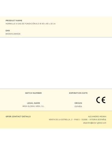 Hornillo A Gas de Hierro Fundido, 6,5 kW, Classic, 40 x 40 x 16 cm ELMA 2