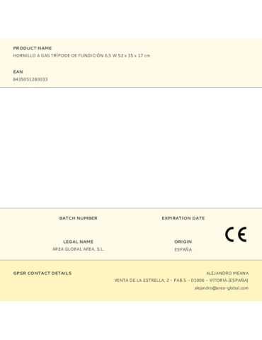 Hornillo A Gas de Hierro Fundido con Tripoode, 6,5 kW, Classic, 52 x 35 x 17 cm ELMA 2