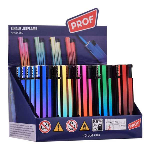 Lote de 25 Unidades Encendedor Electrónico Anodized, Colores Surtidos PROF