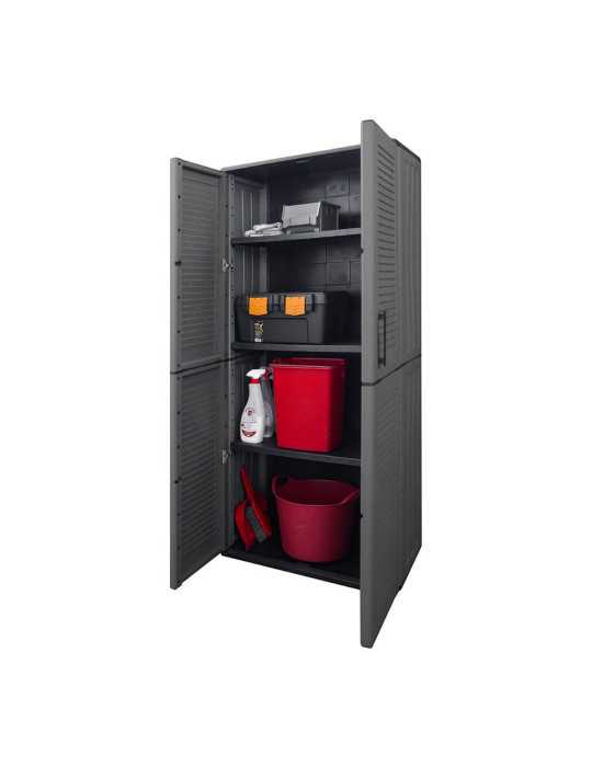 Armario Alto Línea Easy de Polipropileno Gris Oscuro, 68 x 37 x 163 cm ART PLAST