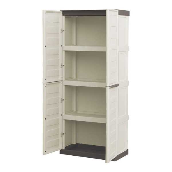 Armario Alto Línea Spazio de Polipropileno Beige y Marrón, 70 x 39 x 165 cm ART PLAST