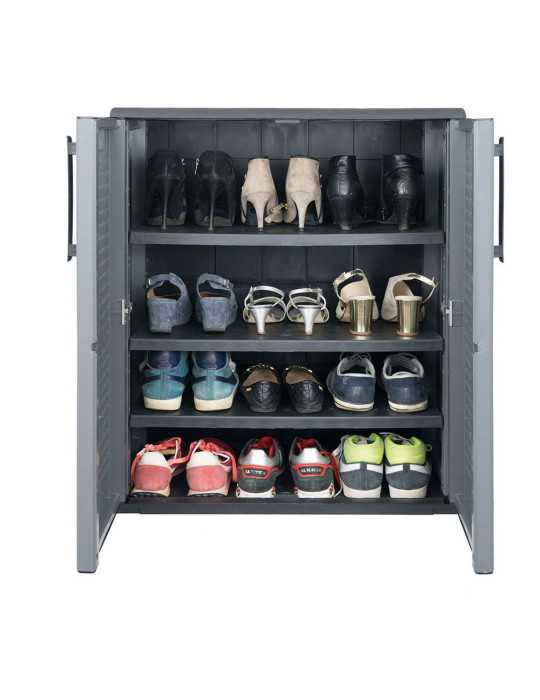Armario Bajo Línea Easy para Zapatos de Polipropileno Gris Oscuro, 68 x 37 x 84 cm ART PLAST