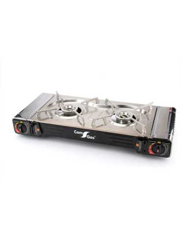 Cocina Portátil Compacta 2 Fuegos Butano para Camping COM GAS