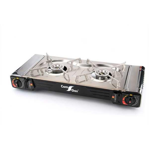 Cocina Portátil Compacta 2 Fuegos Butano para Camping COM GAS