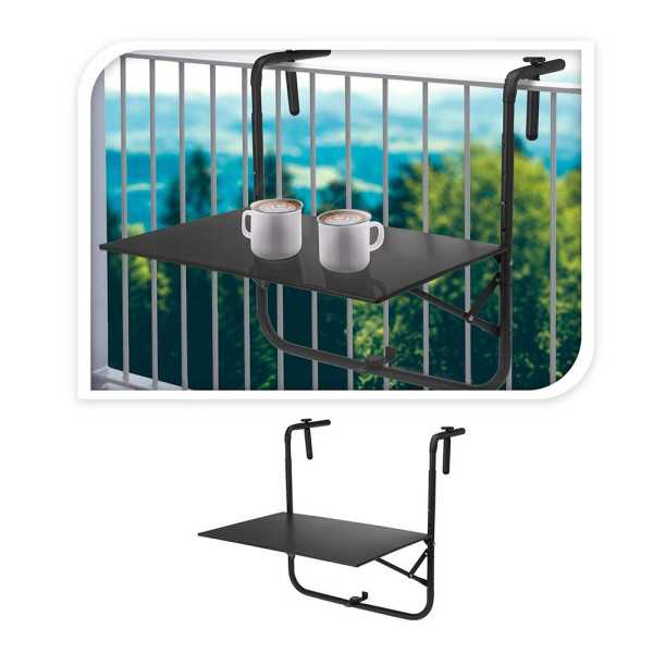Mesa Plegable para Balcón Color Negro 60 x 43 cm AMBIANCE
