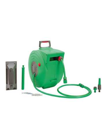 Enrollador Automático de Manguera 20 m (+2 m), Ø13 mm. Soporte 180° y Accesorios SUPER EGO