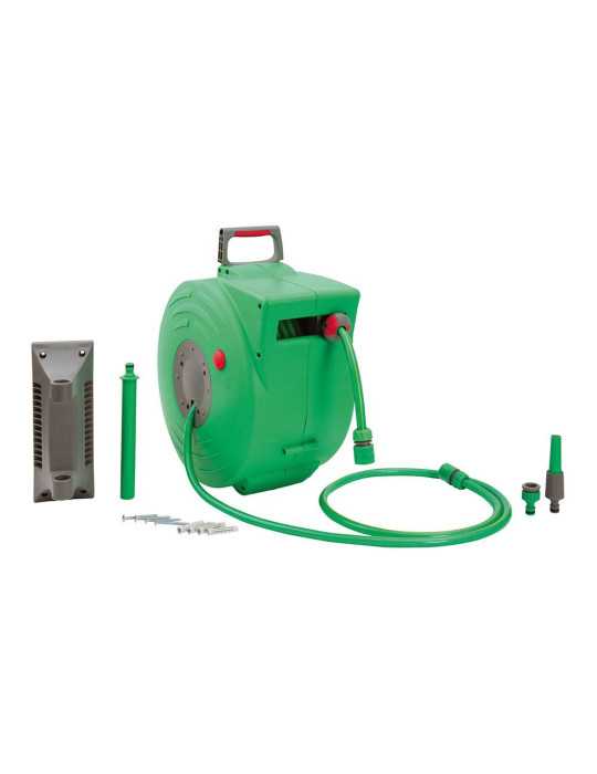 Enrollador Automático de Manguera 20 m (+2 m), Ø13 mm. Soporte 180° y Accesorios SUPER EGO