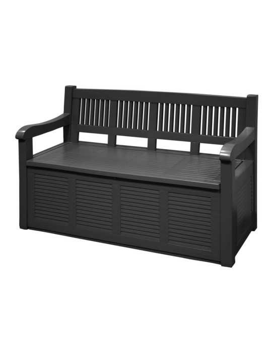 Banco de Jardín Salzburg Gris Oscuro con Cajón de Almacenaje 280 L, 130 x 60 x 85 cm