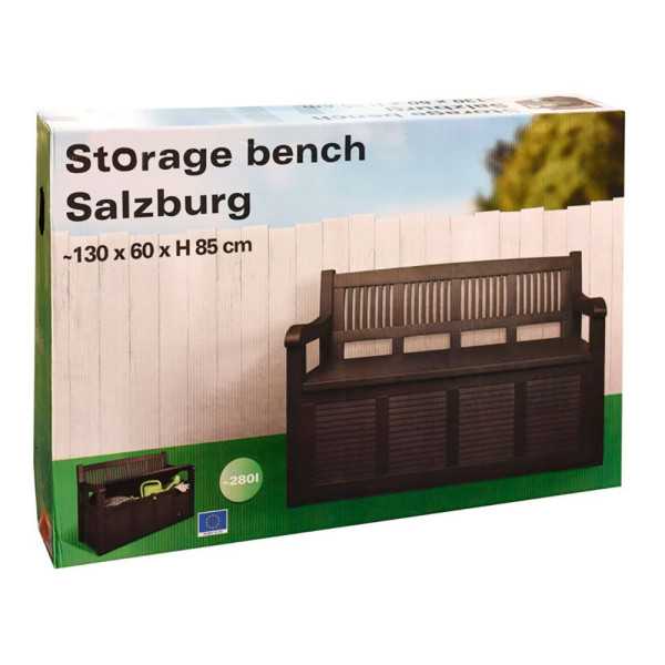 Banco de Jardín Salzburg Gris Oscuro con Cajón de Almacenaje 280 L, 130 x 60 x 85 cm