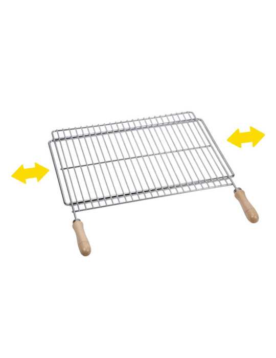 Parrilla Extensible de Acero Zincado con Mangos de Madera para Barbacoa 50 - 60 x 40 cm SAUVIC