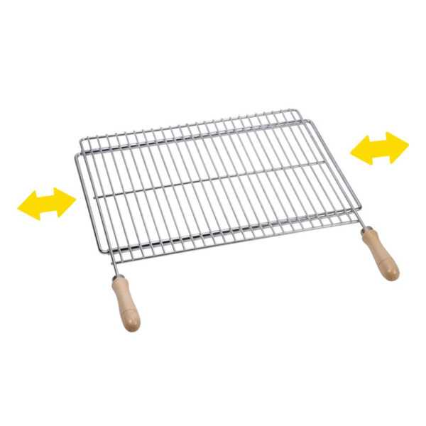 Parrilla Extensible de Acero Zincado con Mangos de Madera para Barbacoa 60 - 70 x 40 cm SAUVIC