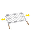 Parrilla Extensible de Acero Zincado con Mangos de Madera para Barbacoa 60 - 70 x 40 cm SAUVIC
