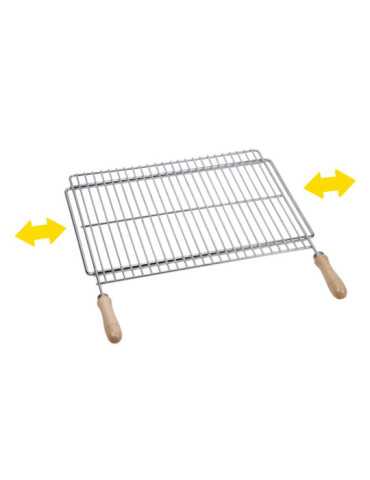 Parrilla Extensible de Acero Zincado con Mangos de Madera para Barbacoa 70 - 80 x 40 cm SAUVIC