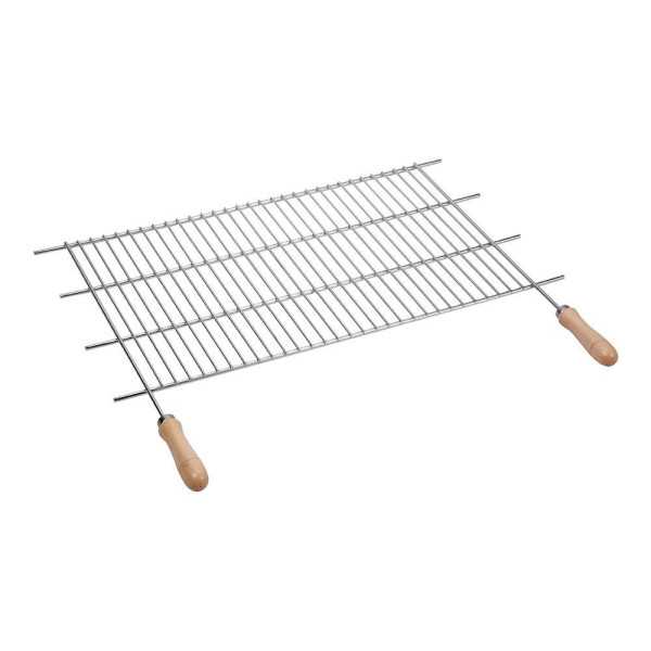 Parrilla de Acero Zincado con Mangos de Madera para Barbacoa 70 x 40 cm SAUVIC