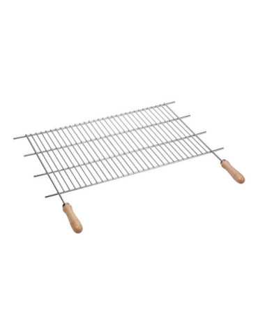 Parrilla de Acero Zincado con Mangos de Madera para Barbacoa 100 x 40 cm SAUVIC