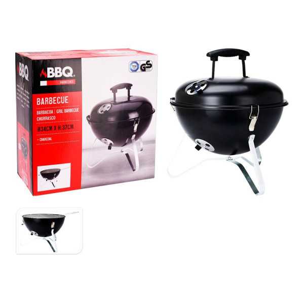 Barbacoa Negra con Tapa, Ø34 x 37 cm BBQ COLLECTION