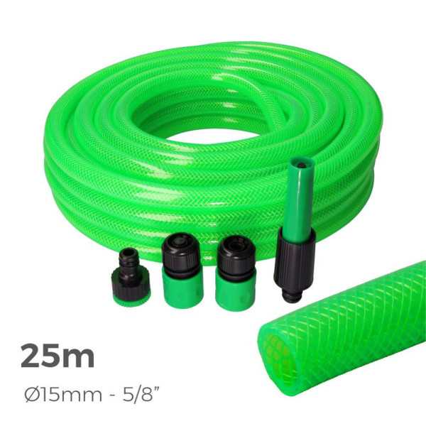 Kit Manguera de Jardín Estandar Ø15 mm, 5/8 pulg, 25 m EDM