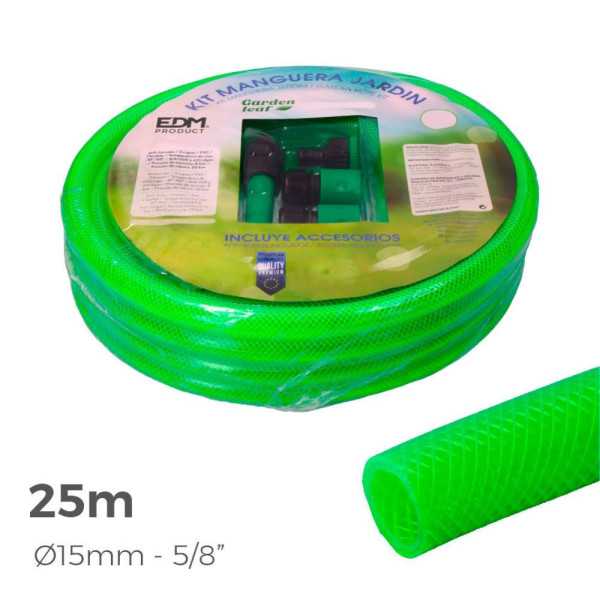 Kit Manguera de Jardín Estandar Ø15 mm, 5/8 pulg, 25 m EDM