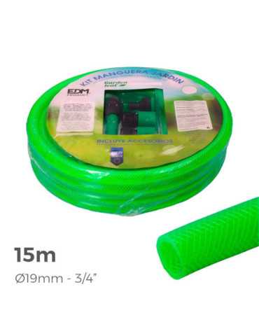 Kit Manguera de Jardín Estandar Ø19 mm, ¾ pulg, 15 m EDM 2