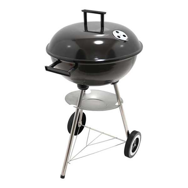 Barbacoa de Carbón 3 Patas con Tapa y Ruedas, Negra, Ø51 x 76 cm GOURMET KITCHEN