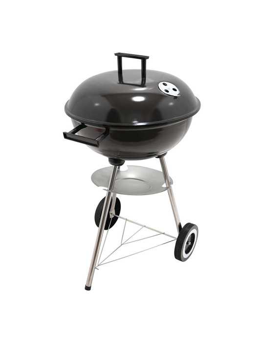 Barbacoa de Carbón 3 Patas con Tapa y Ruedas, Negra, Ø51 x 76 cm GOURMET KITCHEN