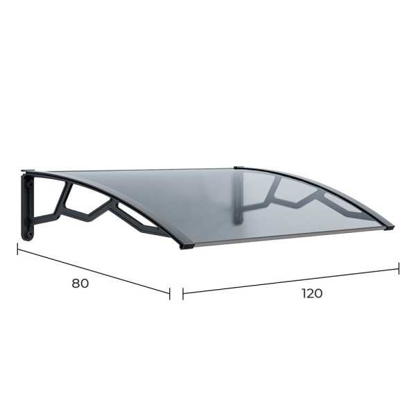 Marquesina Alveolar de Policarbonato Transparente de 4 mm con Soportes Gris Oscuro, 80 x 120 cm ART PLAST