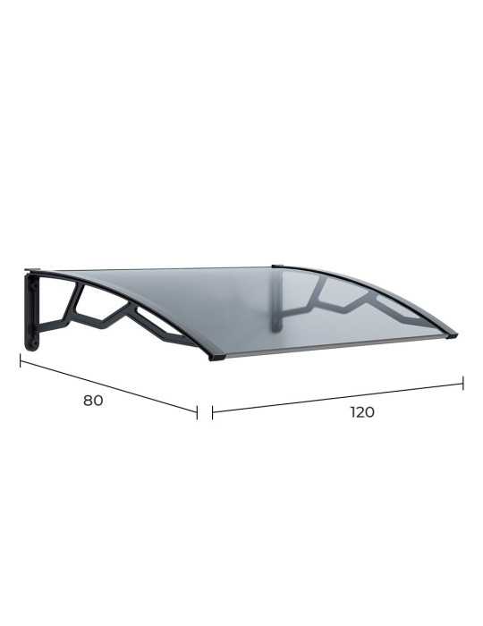 Marquesina Alveolar de Policarbonato Transparente de 4 mm con Soportes Gris Oscuro, 80 x 120 cm ART PLAST