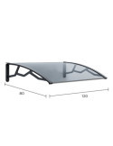 Marquesina Alveolar de Policarbonato Transparente de 4 mm con Soportes Gris Oscuro, 80 x 120 cm ART PLAST