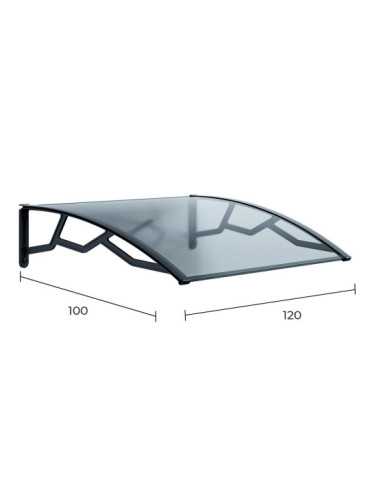 Marquesina Alveolar de Policarbonato Transparente de 6 mm con Soportes Gris Oscuro, 100 x 120 cm ART PLAST