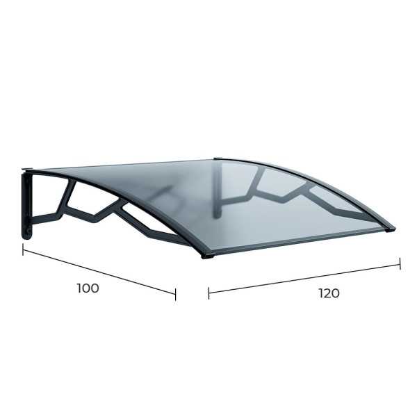 Marquesina Alveolar de Policarbonato Transparente de 6 mm con Soportes Gris Oscuro, 100 x 120 cm ART PLAST