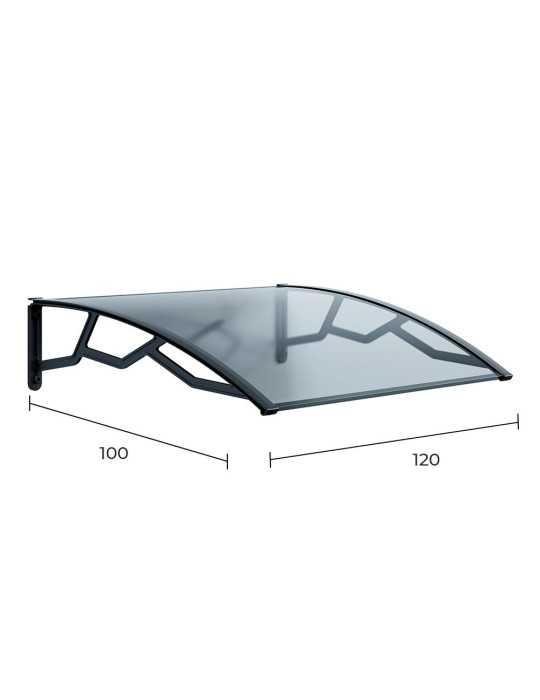 Marquesina Alveolar de Policarbonato Transparente de 6 mm con Soportes Gris Oscuro, 100 x 120 cm ART PLAST