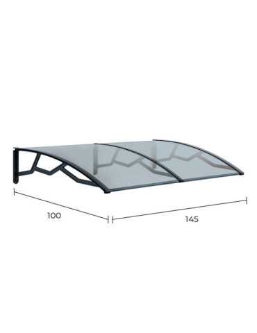 Marquesina Alveolar de Policarbonato Transparente de 6 mm con Soportes Gris Oscuro, 100 x 145 cm ART PLAST
