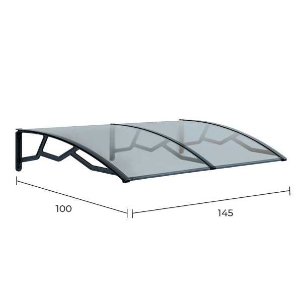 Marquesina Alveolar de Policarbonato Transparente de 6 mm con Soportes Gris Oscuro, 100 x 145 cm ART PLAST