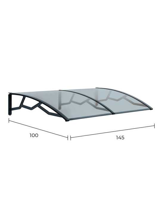 Marquesina Alveolar de Policarbonato Transparente de 6 mm con Soportes Gris Oscuro, 100 x 145 cm ART PLAST