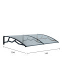 Marquesina Alveolar de Policarbonato Transparente de 6 mm con Soportes Gris Oscuro, 100 x 145 cm ART PLAST