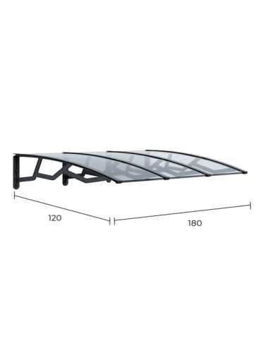 Marquesina Alveolar de Policarbonato Transparente de 6 mm con Soportes Gris Oscuro, 120 x 180 cm ART PLAST