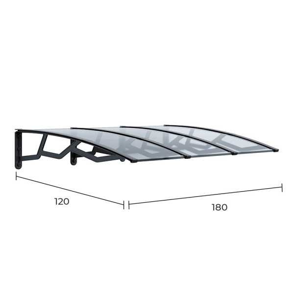Marquesina Alveolar de Policarbonato Transparente de 6 mm con Soportes Gris Oscuro, 120 x 180 cm ART PLAST