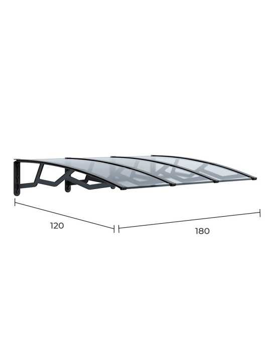 Marquesina Alveolar de Policarbonato Transparente de 6 mm con Soportes Gris Oscuro, 120 x 180 cm ART PLAST