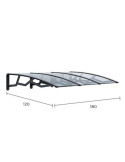 Marquesina Alveolar de Policarbonato Transparente de 6 mm con Soportes Gris Oscuro, 120 x 180 cm ART PLAST
