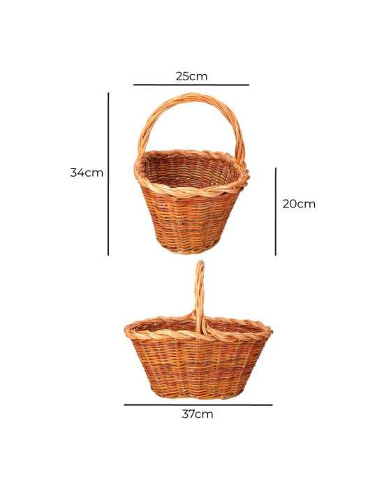 Cesta Mimbre 37x25x20cm Altura con Asa 34cm BASICS