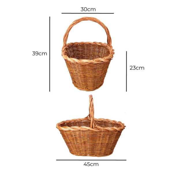 Cesta Mimbre 45x30x23cm Altura con Asa 39cm BASICS