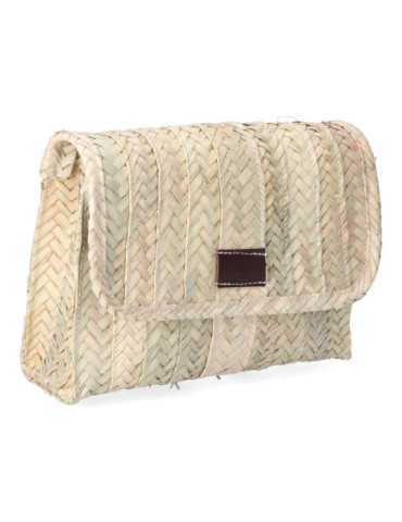Bolso de Palma Lola con Tapa y Asa de Piel. BASICS