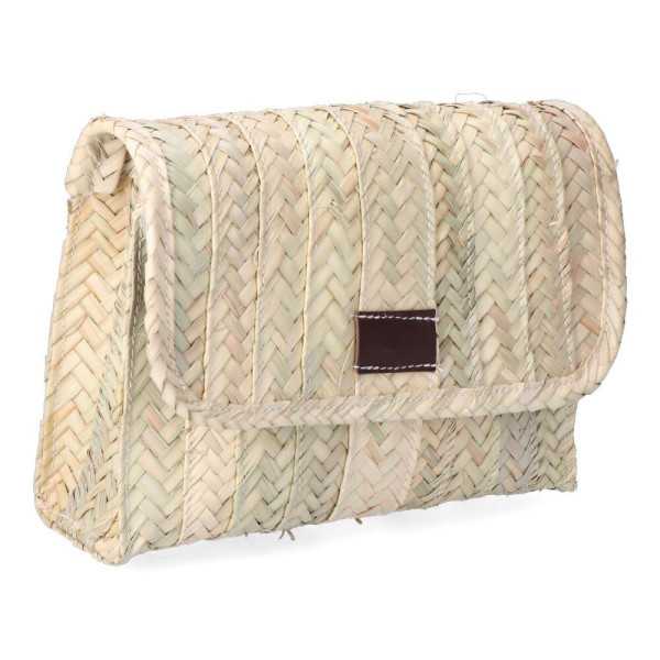 Bolso de Palma Lola con Tapa y Asa de Piel. BASICS
