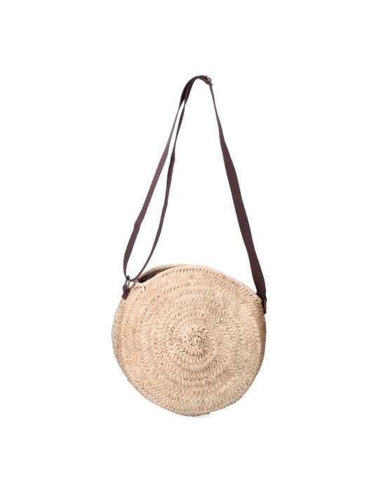 Bolso Redondo de Palma con Asa Regulable de Piel BASICS