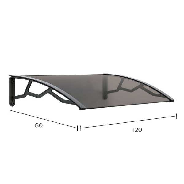 Marquesina Alveolar de Policarbonato Ahumado de 4 mm con Soportes Gris Oscuro, 80 x 120 cm ART PLAST