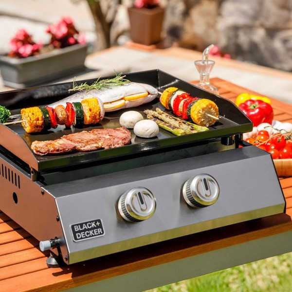 Plancha de Gas BXOP4900E con 2 Quemadores, 45 x 39 cm BLACK+DECKER