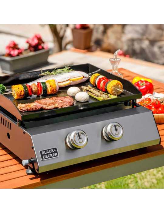 Plancha de Gas BXOP4900E con 2 Quemadores, 45 x 39 cm BLACK+DECKER