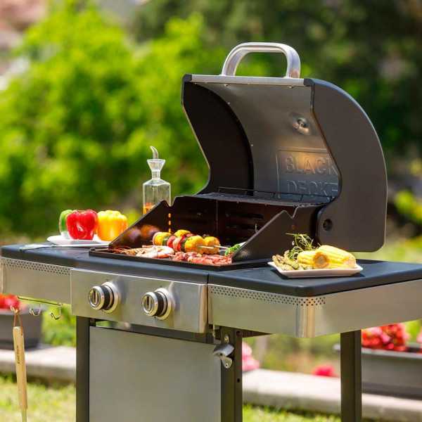 Barbacoa de Gas BXOG7200E con 2 Quemadores, 116 x 58 x 118,5 cm BLACK+DECKER