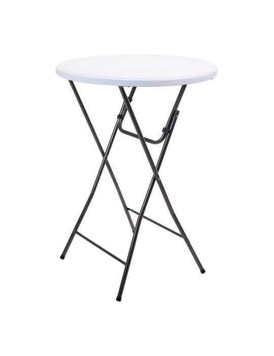 Mesa Redonda Plegable Color Blanco Ø80 x 110 cm
