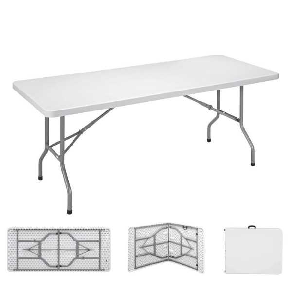 Mesa Plegable 180 x 74 x 74 cm Tubo Ø22 x 1.0 mm, Blanca EDM
